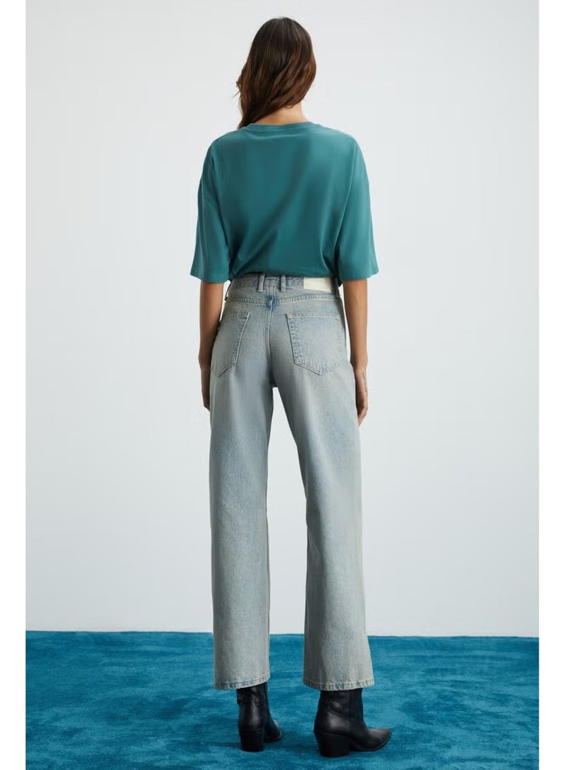 GRIMELANGE Heyley Women's 100% Organic Cotton Blue Jeans with Slit Legs - Image 4